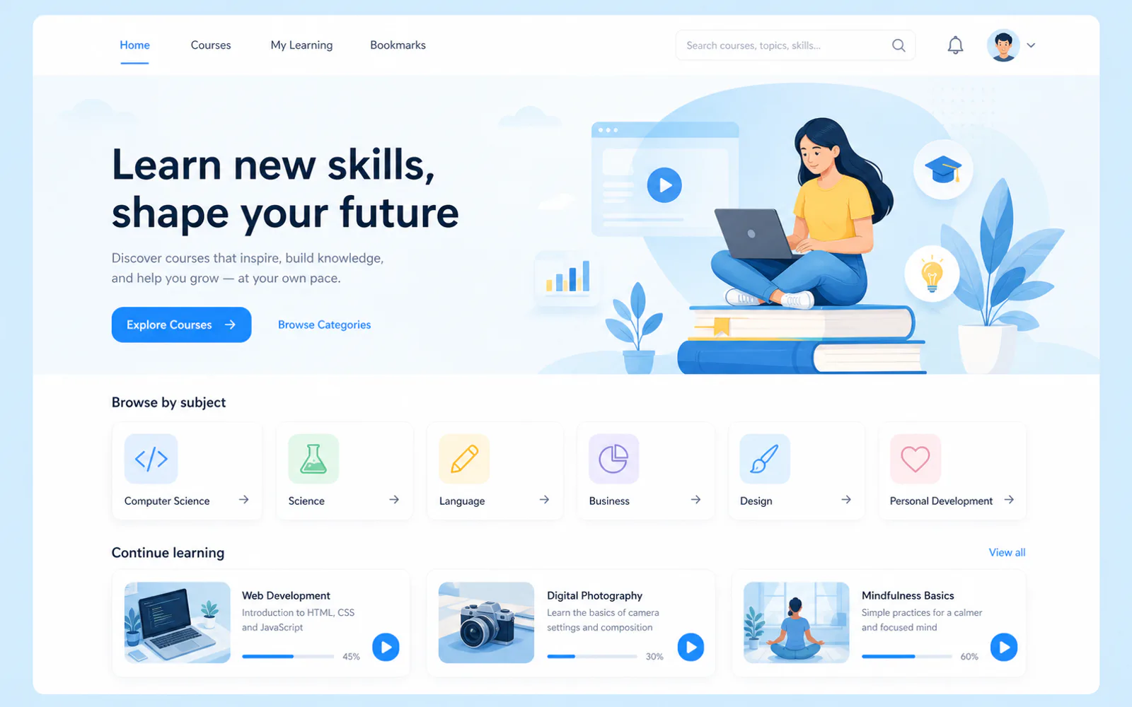 Education website concept