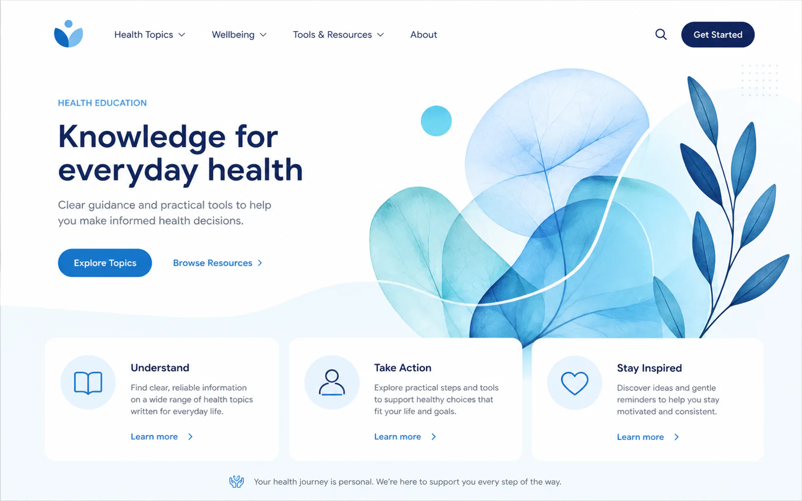 Health technology website concept