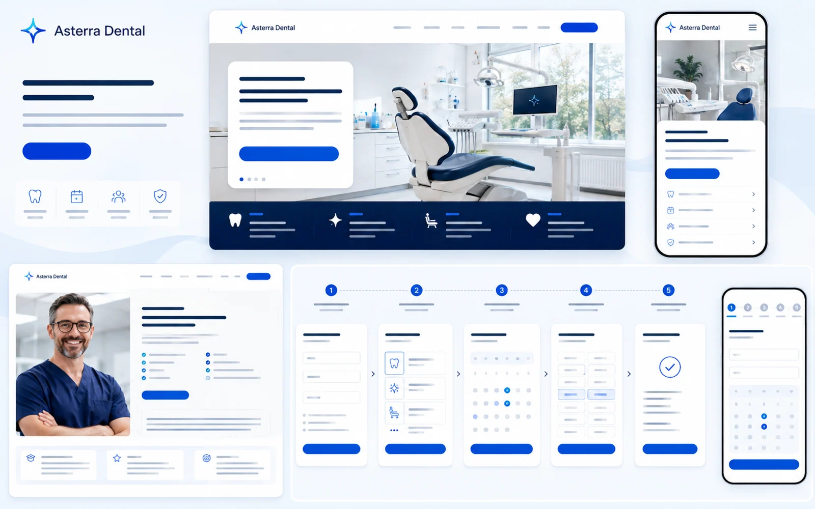 Service page concept with dentist profiles and scheduling options