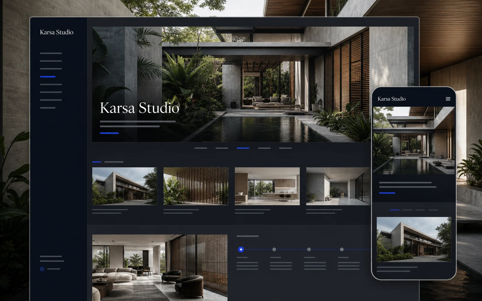 Karsa Studio homepage concept with an architecture project gallery