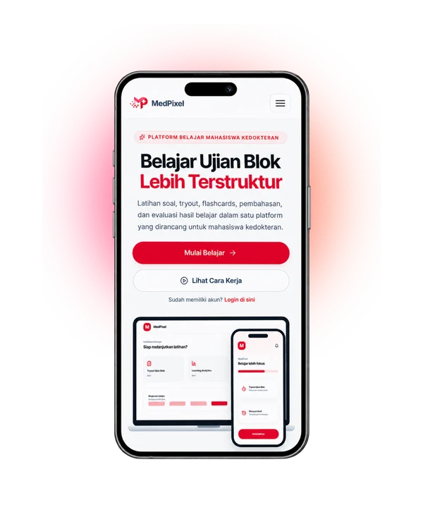 Tampilan halaman belajar MedPixel pada smartphone